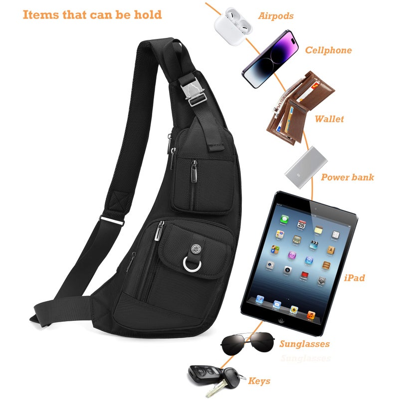 NICGID Sling Bag Chest Shoulder Backpack Crossbody Bags Casual Daypack for Men Women (Black-014) - Image 5