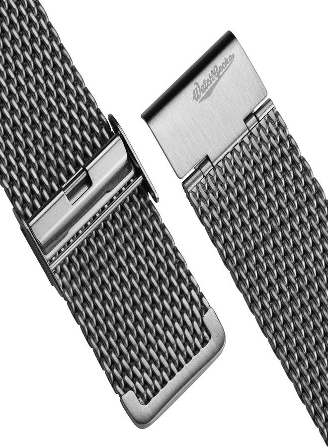 WatchGecko Classic Mesh Watch Strap, Polished or Satin Brushed Finish, 18-22mm. Men's Replacement Stainless Steel Band. Quick Release Spring Bars for Easy Changes, 20mm, Stainless Steel, No Gemstone - Image 3