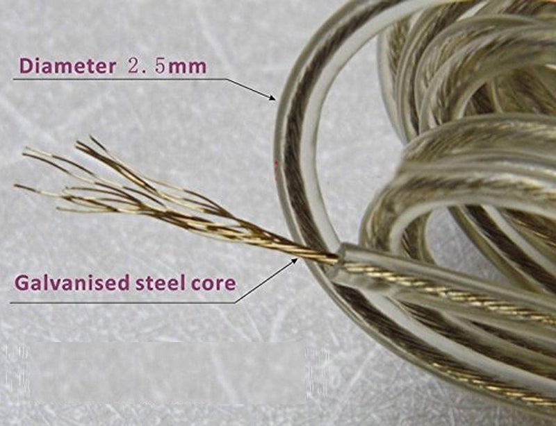 MobFest 20 Meter PVC Coated Steel Wire Rope Washing Line AntiRust Clothesline with 2 Plastic Hooks Multi Color Pack of 2 - Image 2