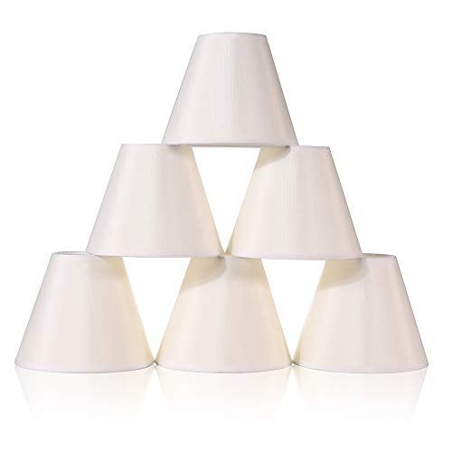 Wellmet Chandelier Shades, ONLY FOR CANDELABRA BULBS, Clip-on Fitter Lamp Shades, 3" x 6" x 5", Set of 6, Cream White - Image 1