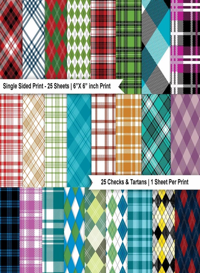 Inkdotpot 25 Check & Tartan Scrapbook Paper Pad 6" x 6", Single-Sided Scrapbook Paper- Colorful Cardstock Paper Scrapbooking DIY Decorative Background Cardmaking Supplies- Journal Craft Paper - Image 2