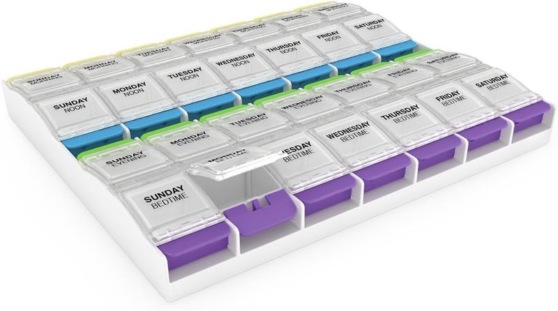 EZY DOSE 7-Day Pill Organizer with 4 Times a Day Compartments and Clear Lids - Image 1