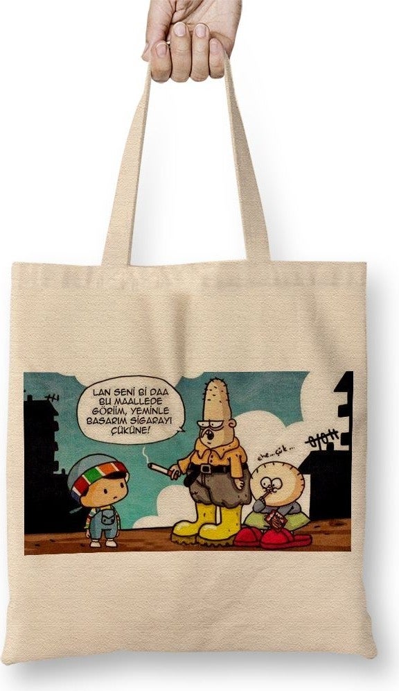 Baskı Dükkanı Print Shop Baaddin Pıçakçı Cloth Bag Long Handle 