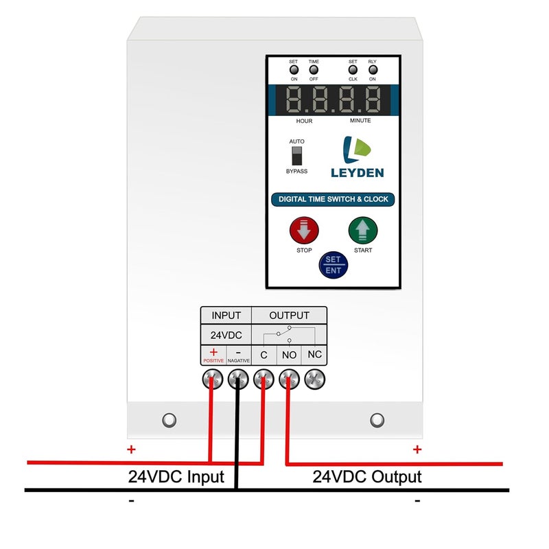 LEYDEN 24 Volt DC 15A TMCLK24VDC NONC 24 Hour Real Clock Timer Switch 50 ONOff Per Day Cyclic Function Up to 9999 Second Programmable Electronic Timer Switch 1 Year Warranty - Image 2