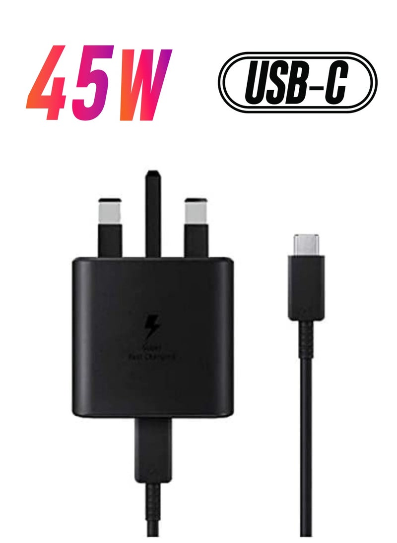 ELTRAZONE - compatible Samsung 45W USB Type C UK Travel Adaptor with Cable, EP-TA845XBEGGB, BlackSamsung Original 45W Fast Charging USB-C Mobile Phone Mains Plug/Wall Charger, Genuine Samsung Charger Samsung UK - Image 1