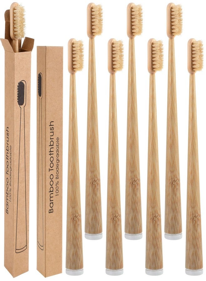 Ferrochef 9 Pack Boar Bristle & Bamboo Toothbrush Made from Natural Boar Hair Bristles and Bamboo Handle, Plastic & Nylon Free Biodegradable Quick Dry Design - Image 1