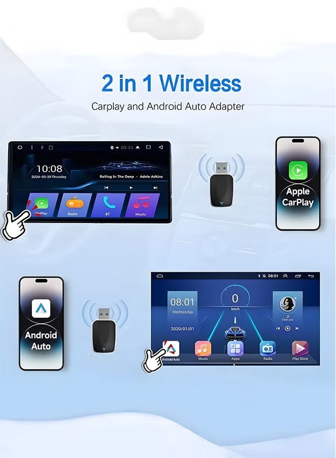 هافن محول كاربلاي اللاسلكي لـ Carplay & Android, حول محول كاربلاي سلكي إلى محول آبل كاربلاي اللاسلكي, صغير الحجم مع كابل الامتداد USB & USB-C/Type-C, تحكم مستقر و بلا تأخير - Image 5