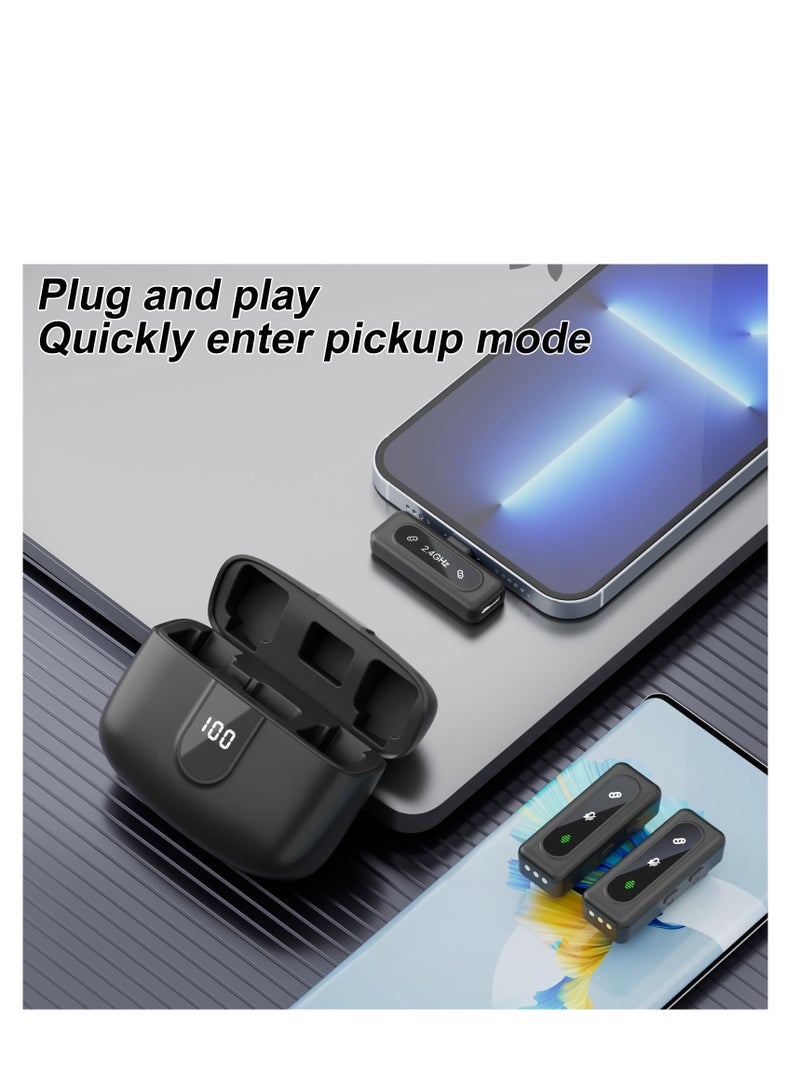 SYOSI Wireless Mini Lavalier Lapel Microphone - 2 Pack Clip on Microphone for iPhone Android iPad with Charging Case 48H Plug and Pick-up 2.4G Ultra-Low Delay Noise Reduction for Video Podcast Vlog YouTube - Image 4