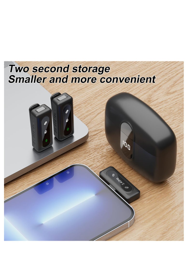 SYOSI Wireless Mini Lavalier Lapel Microphone - 2 Pack Clip on Microphone for iPhone Android iPad with Charging Case 48H Plug and Pick-up 2.4G Ultra-Low Delay Noise Reduction for Video Podcast Vlog YouTube - Image 5