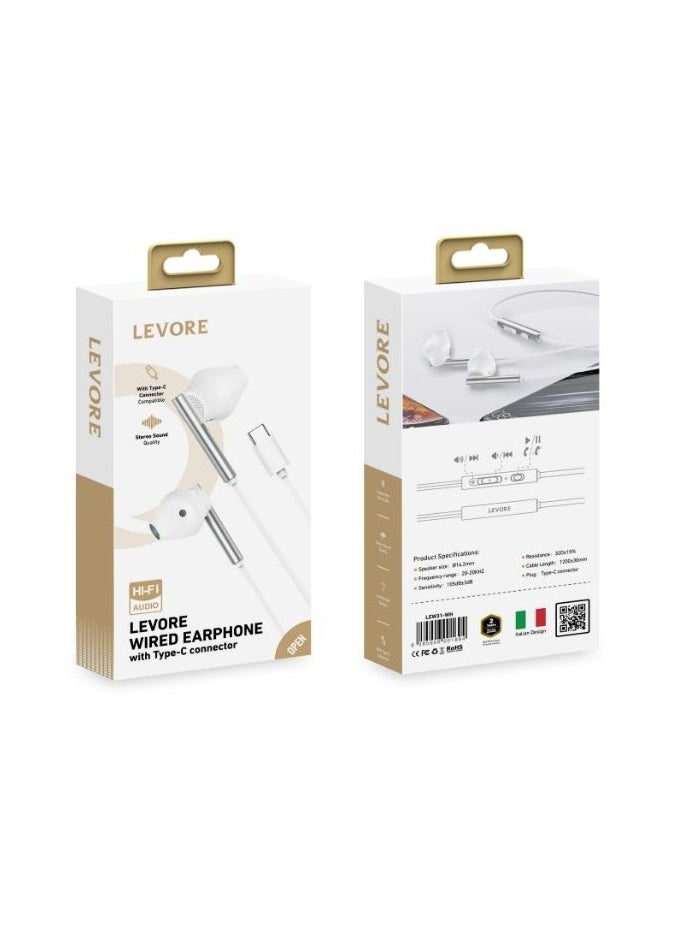 LEVORE Levore Wired Earphone with USB-C Connector - White  - Image 5