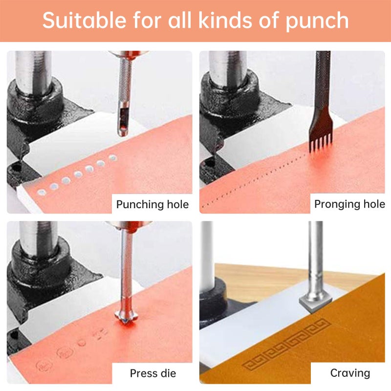 FASTTOBUY Leather Hole Puncher Hand Punching Machine Manual Press Puncher Punch Tools for DIY Craft (with Chuck, PP Plate and Aluminum Plate) (Style D) - Image 2