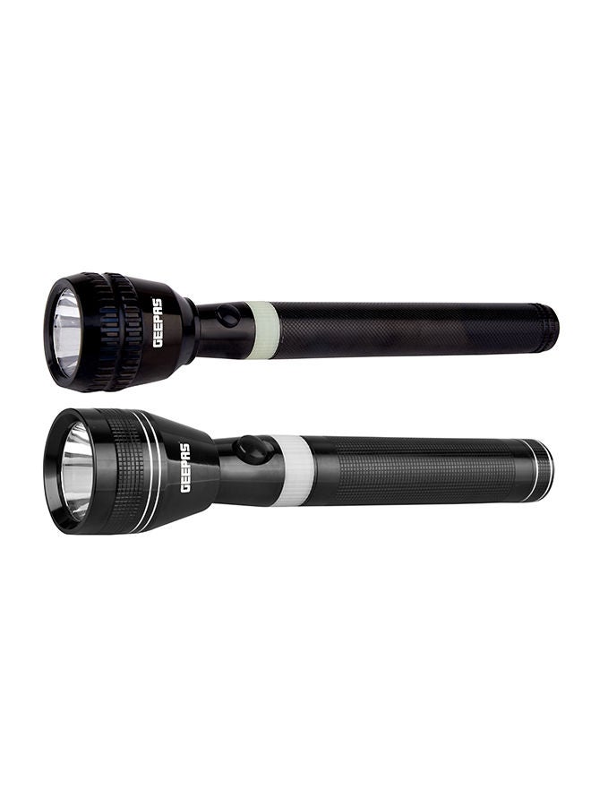 NIBEMINENT 2 Piece Portable CREE Bright Zoom Rechargeable Long Range Distance Hi Power Focus Emergency Torch Light LED Flashlight Set Black 23centimeter - Image 1