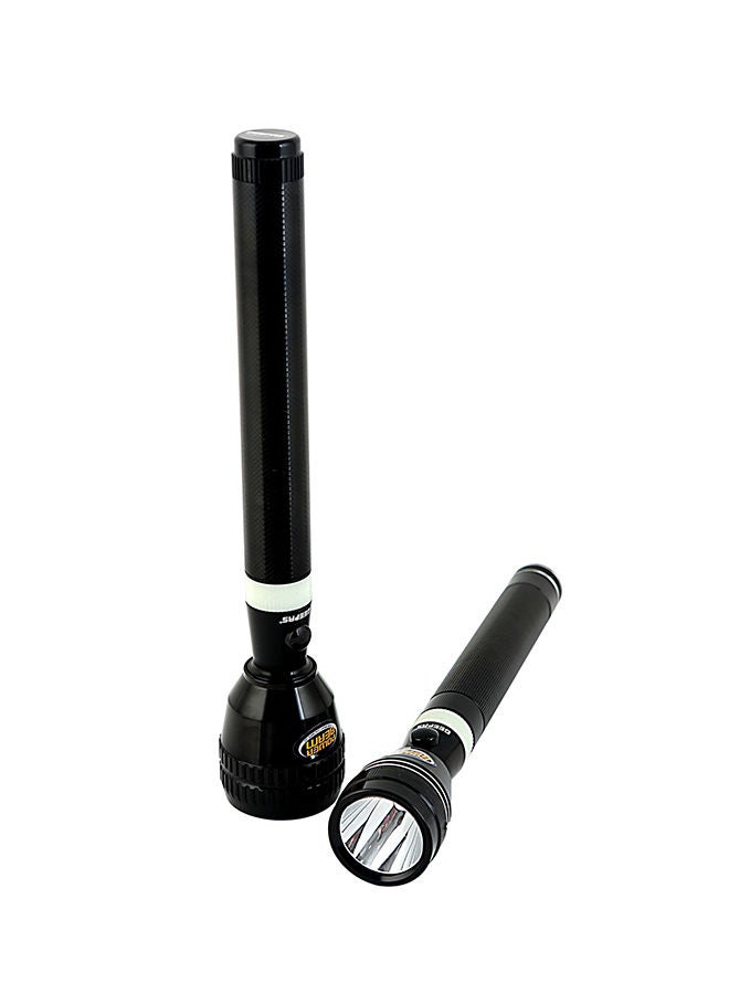 NIBEMINENT 2 Piece Portable CREE Bright Zoom Rechargeable Long Range Distance Hi Power Focus Emergency Torch Light LED Flashlight Set Black 23centimeter - Image 2