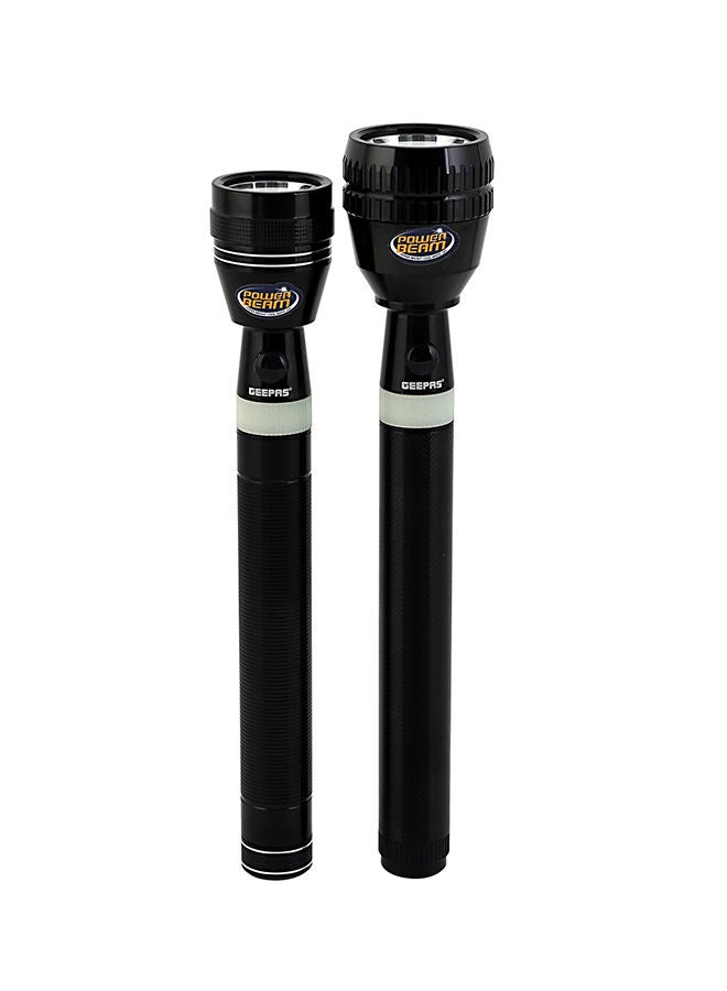 NIBEMINENT 2 Piece Portable CREE Bright Zoom Rechargeable Long Range Distance Hi Power Focus Emergency Torch Light LED Flashlight Set Black 23centimeter - Image 4