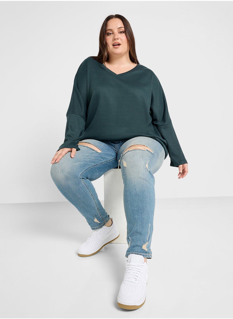Ginger Plus - V Neck Relaxed Fit Top - Image 1