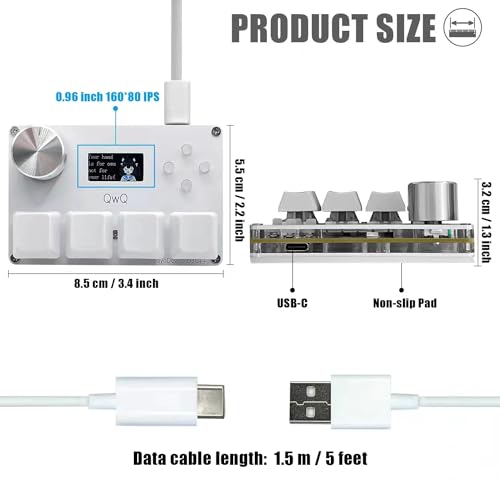 BTXETUEL SayoDevice O3C++ OSU Keyboard Rapid Trigger Hall Switches Magnetic Linear Switches Keyboard with Knob and Screen,Copy Paste,Shotcut,Macro Hotswap Mini Keypad (White) - Image 2