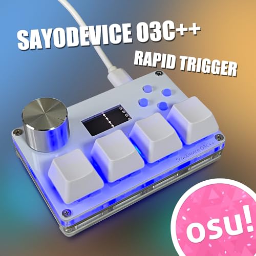 BTXETUEL SayoDevice O3C++ OSU Keyboard Rapid Trigger Hall Switches Magnetic Linear Switches Keyboard with Knob and Screen,Copy Paste,Shotcut,Macro Hotswap Mini Keypad (White) - Image 4