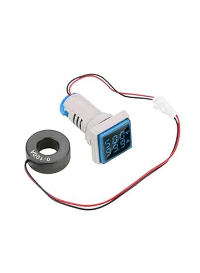 22mm Square LED Digital AC Voltage Ammeter Indicator 0 100A Signal Light 4 Colors Blue - Image 1