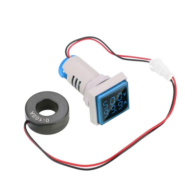 22mm Square LED Digital AC Voltage Ammeter Indicator 0 100A Signal Light 4 Colors Blue - Image 2