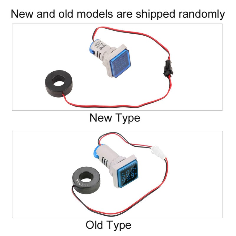 22mm Square LED Digital AC Voltage Ammeter Indicator 0 100A Signal Light 4 Colors Blue - Image 5