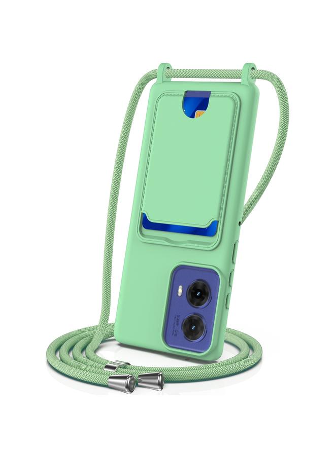 S-TOP Case For Motorola Moto G85 / S50 Neo Integrated Card Bag Solid Color Liquid Silicone Phone Case with Lanyard - Image 1