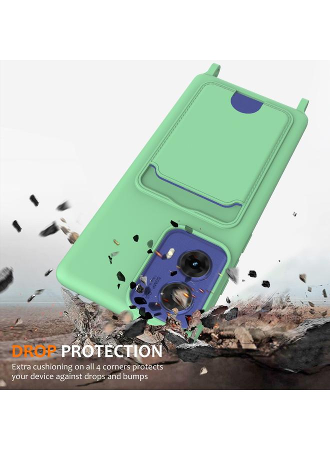 S-TOP Case For Motorola Moto G85 / S50 Neo Integrated Card Bag Solid Color Liquid Silicone Phone Case with Lanyard - Image 2