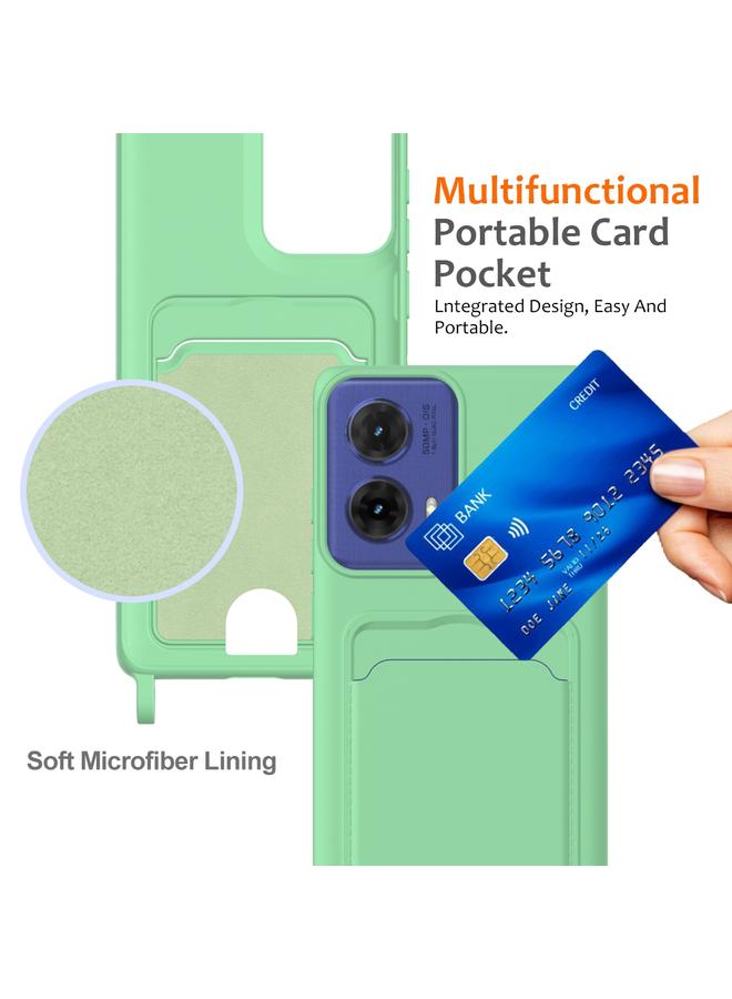 S-TOP Case For Motorola Moto G85 / S50 Neo Integrated Card Bag Solid Color Liquid Silicone Phone Case with Lanyard - Image 4