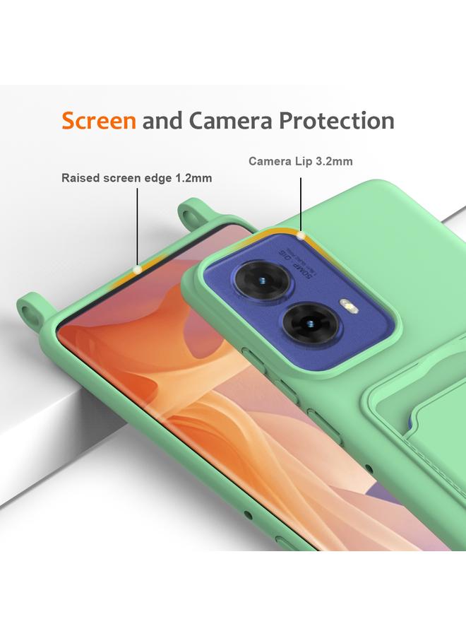 S-TOP Case For Motorola Moto G85 / S50 Neo Integrated Card Bag Solid Color Liquid Silicone Phone Case with Lanyard - Image 5
