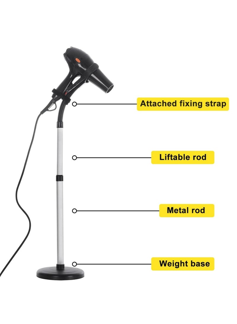 Cuken Adjustable Hair Dryer Stand - 360-Degree Rotating Metal Blow Dryer Holder, Hands-Free Solution for Bathroom and Makeup Room - Image 3
