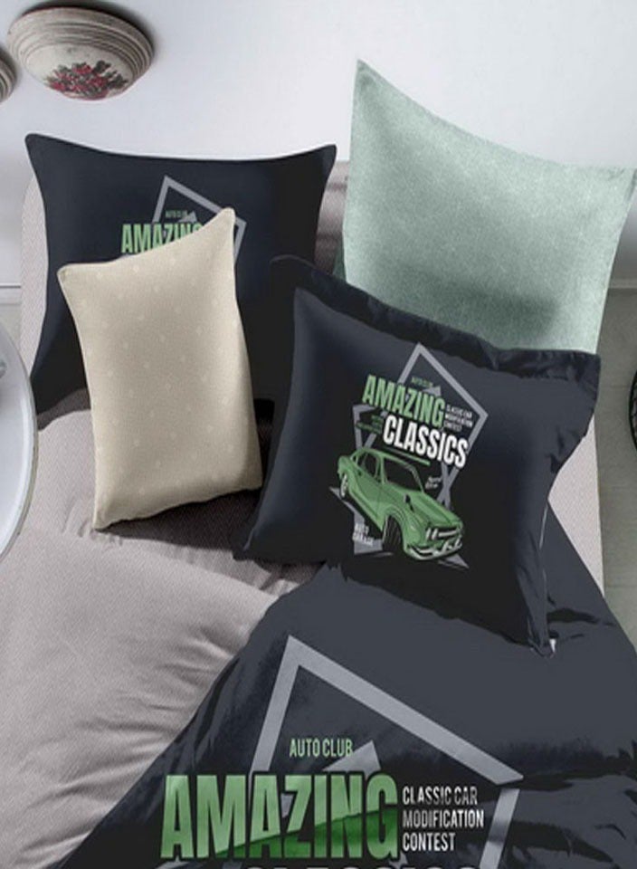 FAVORITE 4- Pieces Microfiber Children Comforter Set Twin Size Blue with Pattern Multi Colors - Image 2