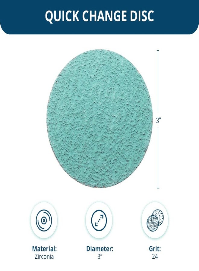 Benchmark Abrasives 3 Inch Sanding Discs Quick Change Green Zirconia, Male R Type Backing - Drill & Die Grinder Sanding Disc for Deburring Polishing Rust Remover for Metal (25 Pack) - 24 Grit - Image 5