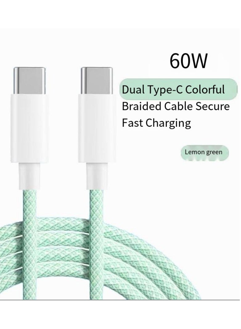 Type C - Type C mobile phone charging cable (green, 1 meter) - Image 1