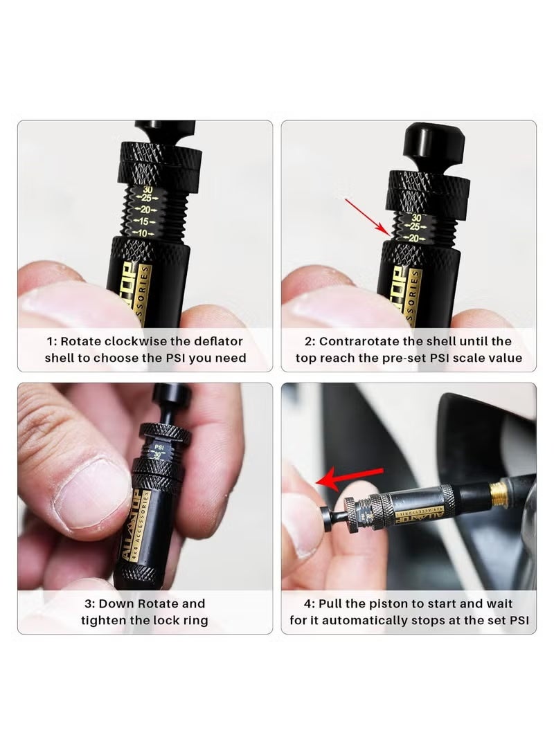 ALL-TOP Adjustable Auto-Stop Tire Deflator Valve Kit (10-30 PSI) 4 PCS Screw-on Tyre Air Down Tool for Offroad 4x4 (with 5 Valve caps) - Image 5