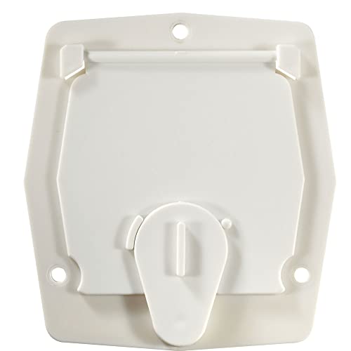 RV Designer B140, Round Electrical Cable Hatch, Basic, Flat Sided, 4.2 inch Diameter, Polar White - Image 1