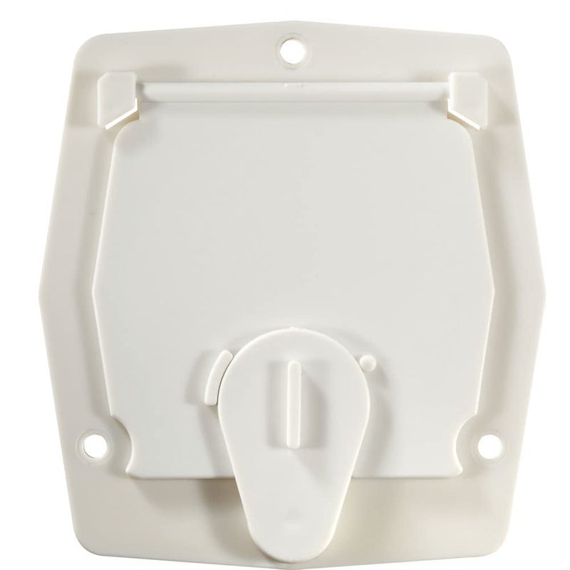 RV Designer B140, Round Electrical Cable Hatch, Basic, Flat Sided, 4.2 inch Diameter, Polar White - Image 4