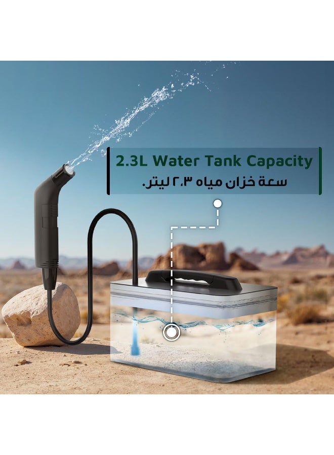 Green Lion Portable Travel Bidet With 2.3L Water Container, Long Battery Life 800mAh, IPX6 Waterproof, 1.2m Hose Length, 30 Mins Working Time, Durable Efficient & Flexible - Black - Image 4