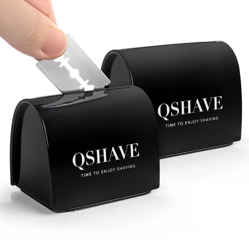 QSHAVE Blade Disposal Case Safe Storage Bank for Used Safety Razor Blades 2 PCS