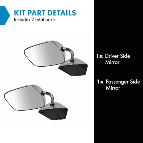 TRQ 2 Piece Driver and Passenger Side Mirror Assembly Set Manual Adjustment Non-Heated Stainless Steel Compatible with 1975-1995 Chevy G10 G20 G30 1979-1995 GMC G2500 G3500 1979-1995 G1500 G2500 G3500 - Image 2