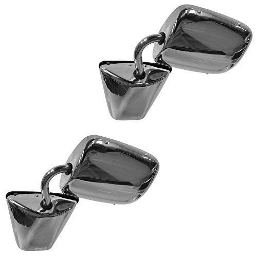 TRQ 2 Piece Driver and Passenger Side Mirror Assembly Set Manual Adjustment Non-Heated Stainless Steel Compatible with 1975-1995 Chevy G10 G20 G30 1979-1995 GMC G2500 G3500 1979-1995 G1500 G2500 G3500 - Image 5