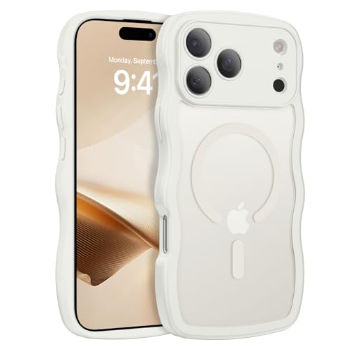 YINLAI for iPhone 17 Pro Case 6.3-inch [Compatible with MagSafe] [Soft Silicone] [Curly Wave] [Anti-Fingerprint] [Full Body Military Shockproof], Light Grey - Image 1