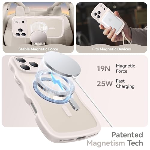 YINLAI for iPhone 17 Pro Case 6.3-inch [Compatible with MagSafe] [Soft Silicone] [Curly Wave] [Anti-Fingerprint] [Full Body Military Shockproof], Light Grey - Image 2