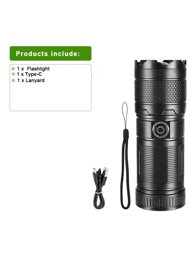 Super Bright Rechargeable Flashlight Long Shot 4000M High Power LED Lamp Built-in Battery High Capacity Waterproof Zoomable Strong Light Flash Light - Image 2