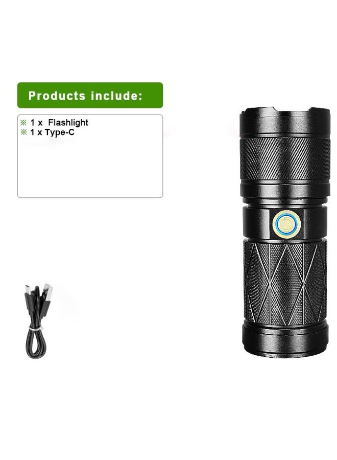 Super Bright Rechargeable Flashlight Long Shot 4000M High Power LED Lamp Built-in Battery High Capacity Waterproof Zoomable Strong Light Flash Light - Image 1