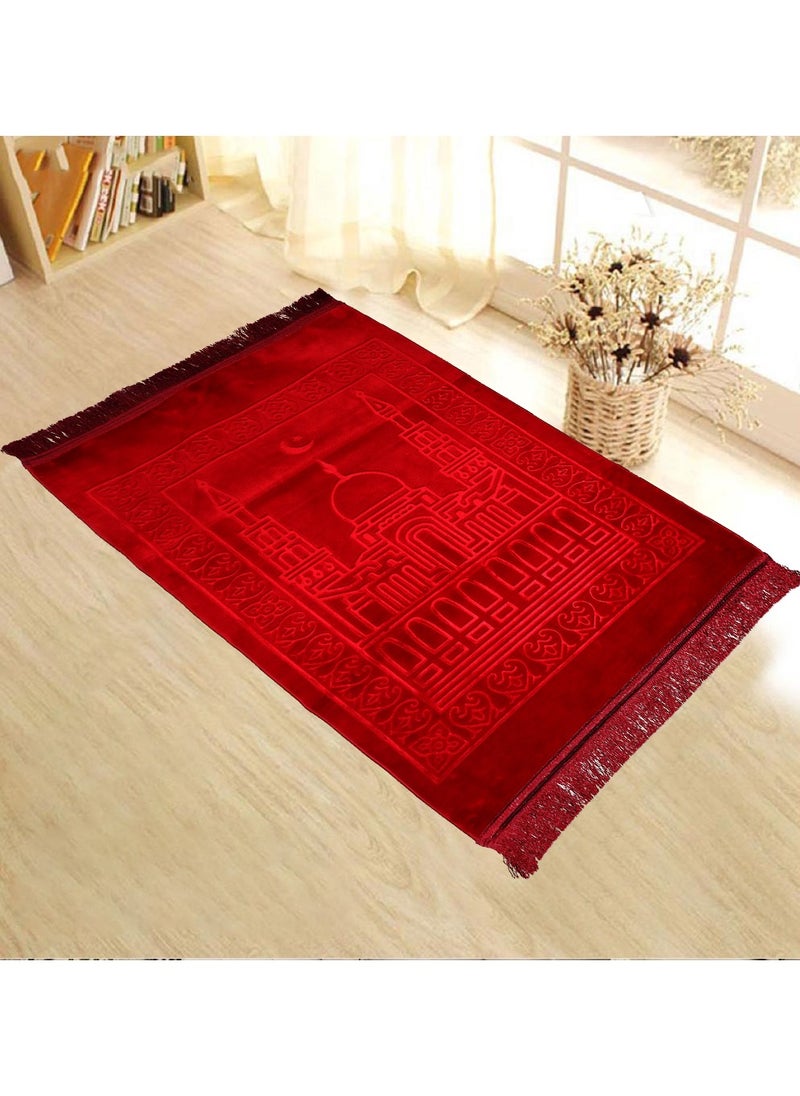 البيت لصناعة المفروشات سجادة صلاة مخملية فائقة النعومة مقاس 70×115 سم  - Image 1