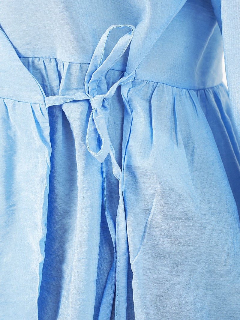 BIG DART BDART V-Neck Tie Detail Crepe Wrap Blouse - Image 5
