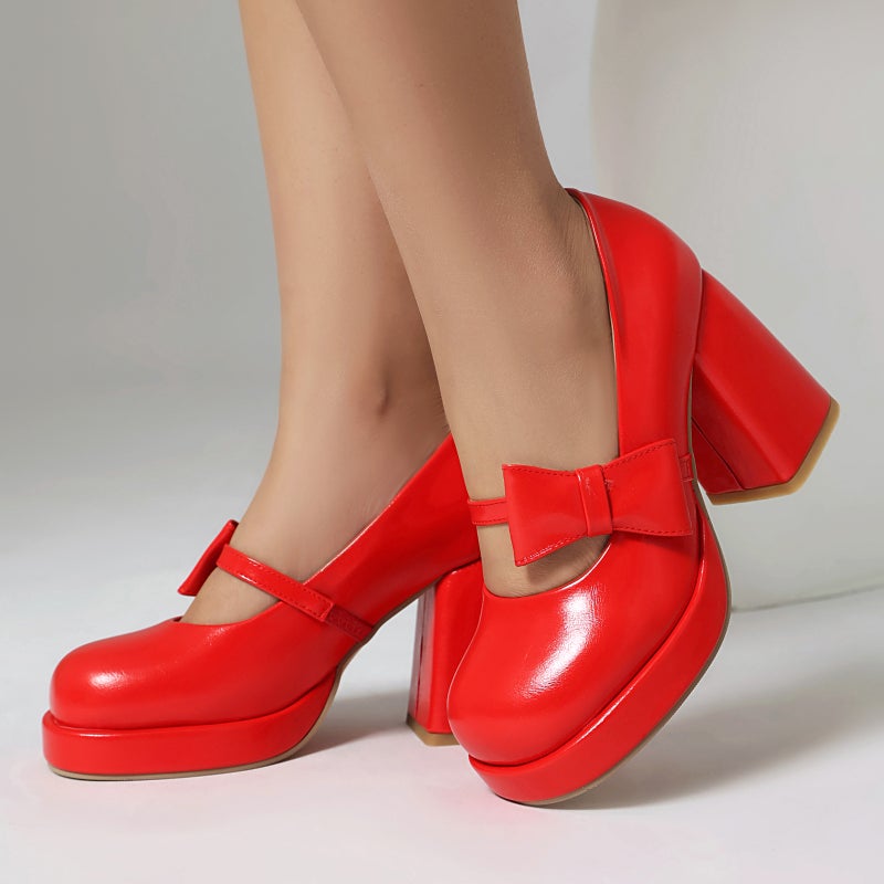 Supply Of High-Heeled Thick-Soled Bow 40-48 Plus Size Shallow Punk Style Ladies Shoes In Spring 2025 - Image 3