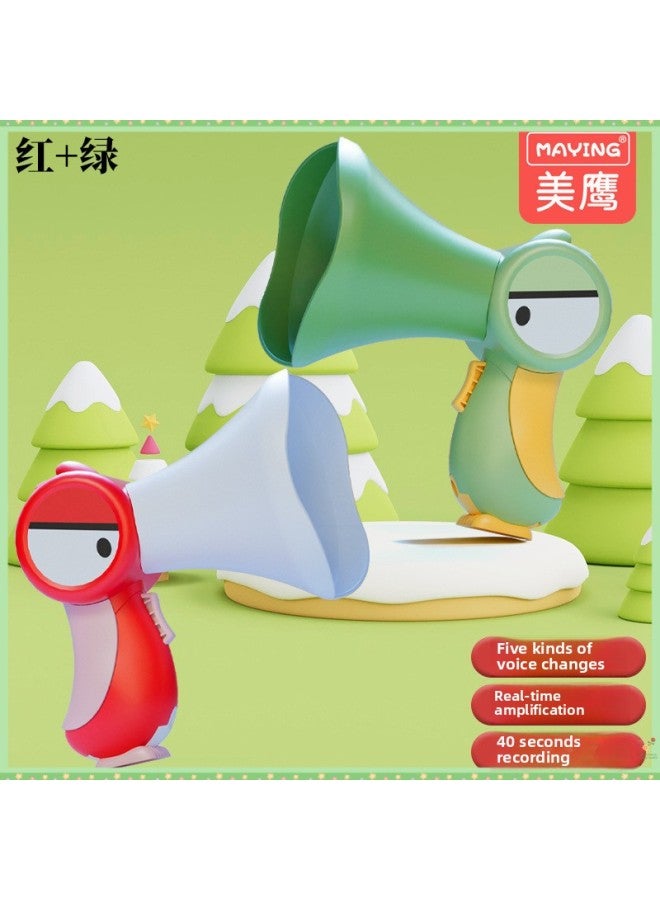Toucan Spot Internet Celebrity Toucan Voice Changing Amplifier Electric Recorder Speaker-Year-Old Baby Cloth Book-Color:Two Pairs Of Shouting Outfits [rose Red + Mint Green] Come With A Lanyard-Specification:[five Kinds Of Voice Changes + Super Long Recording + Real-time Amplification] Free Battery + Gift Box  - Image 1