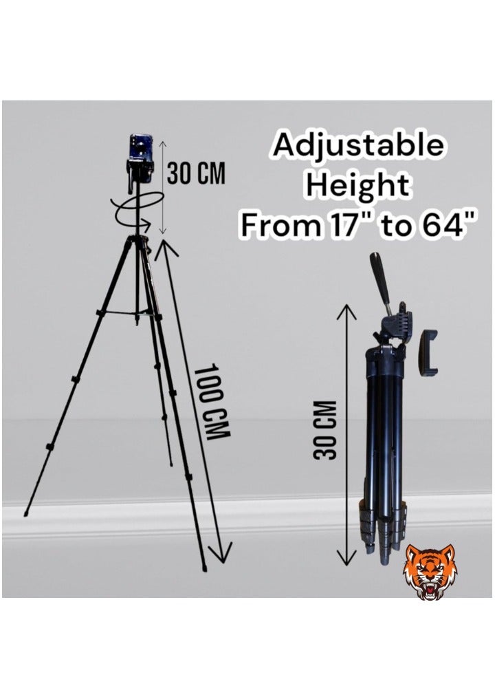 TIGER "Lightweight and Versatile Tripod with Mobile Clip and Carry Bag – Ideal for Vlogging, Travel, and Live Streaming" - Image 2