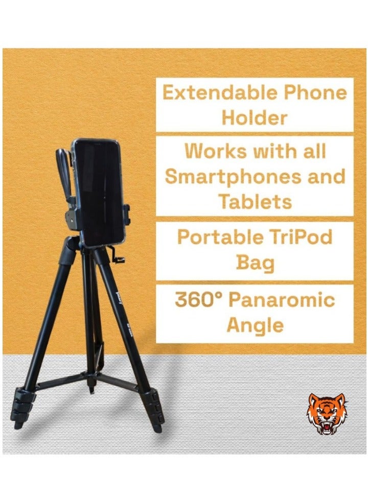 TIGER "Lightweight and Versatile Tripod with Mobile Clip and Carry Bag – Ideal for Vlogging, Travel, and Live Streaming" - Image 3