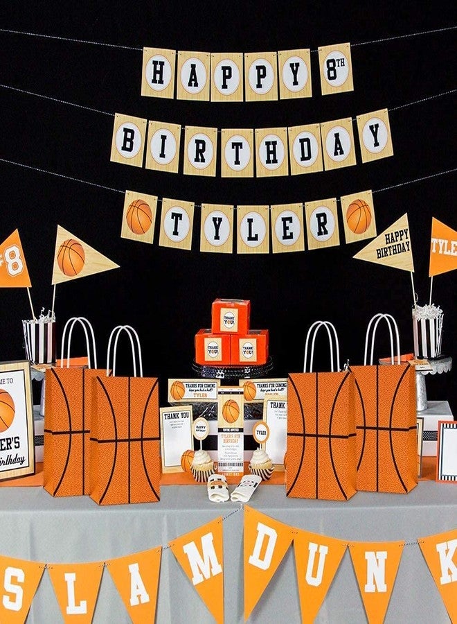 BCHOCKS 16 PCS Basketball Party Gift Bags for Basketball Party Supplies Birthday Decor Decorations, Party Favor Goody Treat Candy Bag Basketball Pattern Gift Bag, Birthday Party Supplies for Kid Adult - Image 3